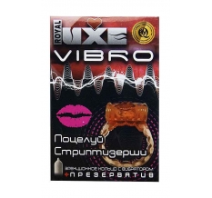 Виброкольцо Luxe Vibro Поцелуй стриптизерши+презерватив